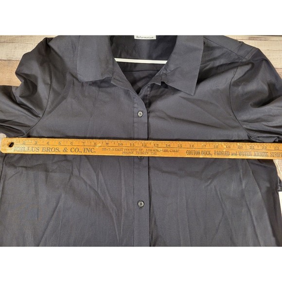 NWT Reformation Hansen Top Black Long Sleeve Button Tie Collar Various Sizes - Picture 8 of 9